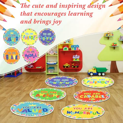12 Pcs Carpet Circle Seats, 15 Inch Round Classroom Rug, Non Slip Corner Floor Cushion Mat, Circle Time Rug for Living Room, Learning, Playing Areas, Story Time, Group Activity(Inspirng) - style: Inspirng