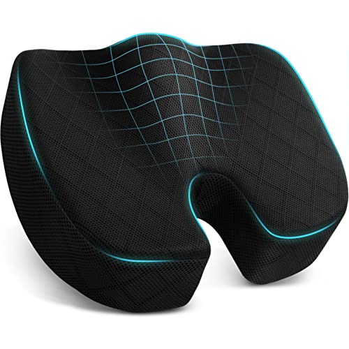 Seat Cushion, Office Chair Cushions, Car Seat Cushion, Non-Slip Sciatica & Back Coccyx Tailbone Pain Relief Chair Pad for Computer Desk, Wheelchair, Driving (Black, X-Large) - color: Black, size: X-Large