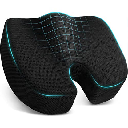 Seat Cushion, Office Chair Cushions, Car Seat Cushion, Non-Slip Sciatica & Back Coccyx Tailbone Pain Relief Chair Pad for Computer Desk, Wheelchair, Driving (Black, X-Large) - color: Black, size: X-Large