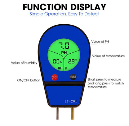 3-in-1 Digital Soil Tester, High Precision Soil pH Meter with LED Backlight, Soil Moisture & Temperature Detector, Fast Reading Soil Test Meter for Indoor Outdoor Garden Lawn Farm Plant Care