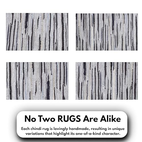 Chindi Kitchen Rug 2x3 Feet - Charcoal | Cotton Small Throw Rugs for Bathroom, Easy Care Grey Hand Woven Mat - color: Charcoal, size: 2 x 3 feet