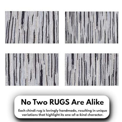Chindi Kitchen Rug 2x3 Feet - Charcoal | Cotton Small Throw Rugs for Bathroom, Easy Care Grey Hand Woven Mat - color: Charcoal, size: 2 x 3 feet