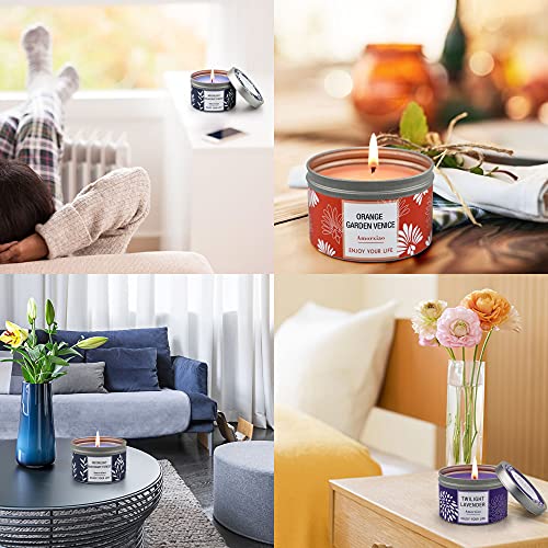 Scented Candle Gift Set for Women, 3 Pack Large Soy Wax Candles in Tins, 6.2 oz Each, 30-35 Hr Burn, Lavender, Orange Blossom & Mahogany Woods - size: Large 3-Tin Candle Set