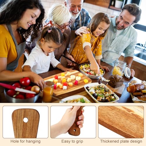 SiliFine 4 Pcs Acacia Wood Cutting Boards with Handles, Elegant | Thick Butcher Block, Reversible Surface, Natural Acacia Hardwood, Assorted Sizes Nest for Storage, Easy-grip Handle Design - style: Elegant