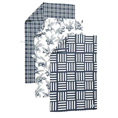 Kitchen Towels, Dish Towels for Kitchen, 3 Pc Kitchen Towel Set | Microfiber Waffle Towels, 16 x 26 inches, with Hanging Loops, Reusable Tea Towels, Cute Kitchen Towels - 3 Pack - color: Gray