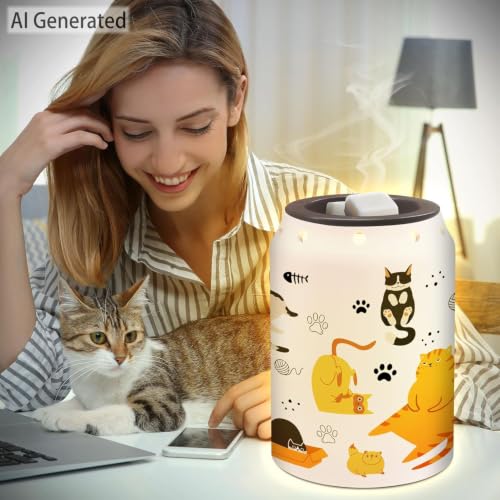 Cat Wax Melt Warmer, Cute Cat Mom Gifts | Funny, Electric, Ceramic, Housewarming Gifts, Bathroom Kitchen Decor - color: Cat