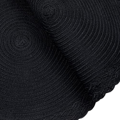 SHACOS Round Placemats Set of 6 Woven Round Table Mats 15 inch Braided Border Washable Cotton Polyester Circle Place Mats, Black - color: Black, size: 6 pieces