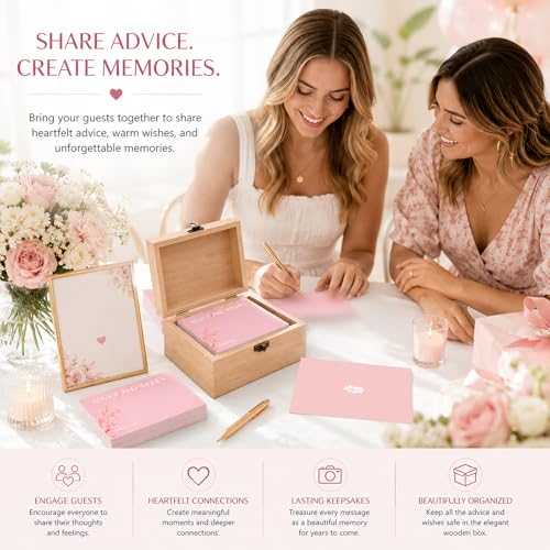 60pcs Pink Eucalyptus Advice and Wishes Cards, 5.7"x3.8" Wedding Advice Cards for Bridal Shower, 250gsm Thick Paper Wedding Guest Book Alternative, Perfect for New Mr & Mrs, Engagement, Party Favors - color: PINK