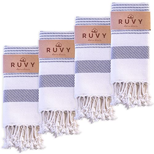Ruvy Home Basics Turkish Hand Towels for Bathroom Set of 4 | 18"x40", Cotton | Decorative Towel for Bathroom, Kitchen, Dishcloth, Tea, Yoga, Face, Gym - Light Grey - color: Light Grey, size: Modern - 4 Pack