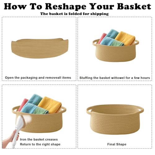 2 Pack White Small Woven Rope Basket with Handles | Empty Gifts Basket with Bag and Ribbons, Cute Handle Organizer Box, Birthday/Baby Shower, Toy Storage - color: 2PC-Grey