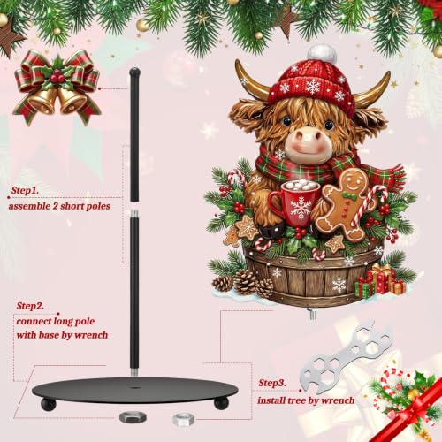 Highland Cow Christmas Paper Towel Holder with Round Base Christmas Bathroom Decor Rustic Highland Cow Dispenser Kitchen Paper Holder Stand for Countertop Toilet Home Accessories - style: Gingerbread Christmas