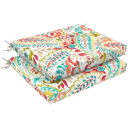 LVTXIII Outdoor Seat Cushions Set of 2 Square Corner Chair Cushions with Ties, Patio Chair Pads for Home Office and Patio Garden Furniture Decoration 18.5"x16"x2", Pretty Paisley - color: Pretty Paisley, size: 18.5"x16"x2" ( Set of 2 )
