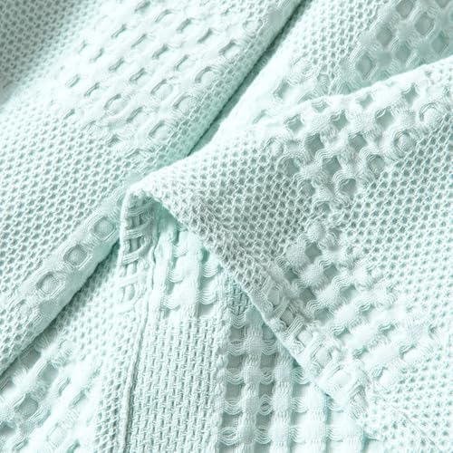 LGYKUMEG 100% Cotton Waffle Knit Blanket,Lightweight,Breathable and Soft, Waffle Weave Blanket for Summer Spring,Light Blue,180 x 200 cm / 71 x 79 inch - color: Light Blue, size: Twin 71x79 inch