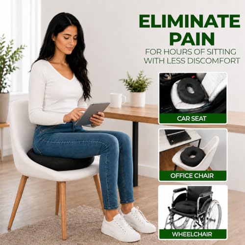 Donut Gel Sitting Pillow - Orthopedic Memory Foam for Tailbone Pain, Hemorrhoid, Bed Sores, Postpartum, Prostate, Coccyx & Sciatica Pain
