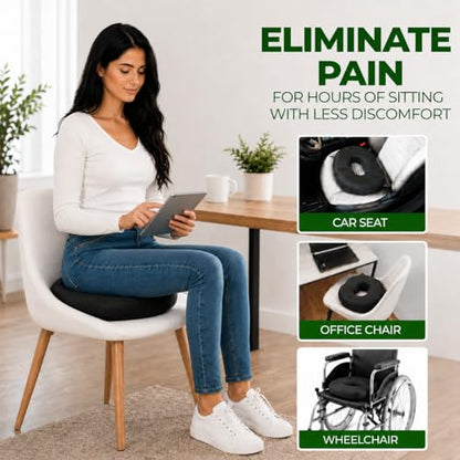 Donut Gel Sitting Pillow - Orthopedic Memory Foam for Tailbone Pain, Hemorrhoid, Bed Sores, Postpartum, Prostate, Coccyx & Sciatica Pain