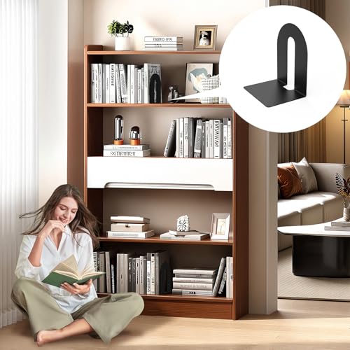 Heavy Duty 10" Bookends, 1 Pair Black Bookend for Office, Home,Bookshelves | Heavy Duty Bookends, Bookend Stopper for Heavy Books, For Office, Binders & Books - size: 2Pcs