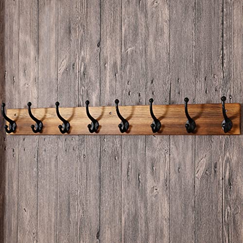 WEBI Rustic Coat Rack Wall Mount,35.43" Long 8 Cast Iron Coat Hooks Wall Mounted,Heavy Duty Wall Coat Hanger Hooks for Hanging Coats,Clothes,Brown,2 Packs - color: Brown, size: 35 Inch(2 Packs)