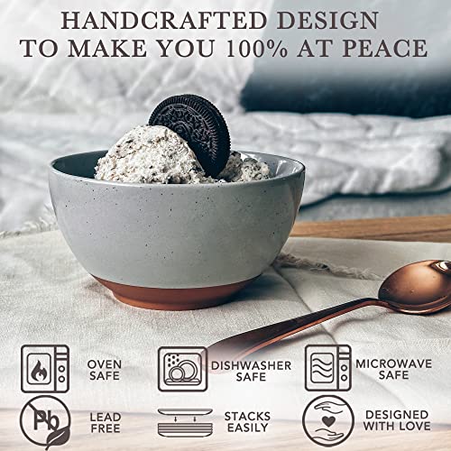 Mora Ceramic Small Dessert Bowls - 16oz, Set of 6 - Microwave, Oven and Dishwasher Safe, For Rice, Ice Cream, Soup, Snacks, Cereal, Chili, Side Dishes etc - Microwavable Kitchen Bowl, Earl Grey - color: Earl Grey