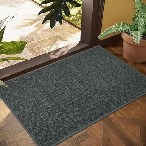 Ultra Thin Indoor Door Mat, Strong Non-Slip & Durable Entrance Mats | 29"X17" Grey Low-Profile Doormat, Long-Lasting, Easy-to-Clean, Pet-Friendly & Absorbent with Effective Dirt Trapper - color: Square Binding Corners(dark Grey), size: 1'5" x 2'5" (Rectan