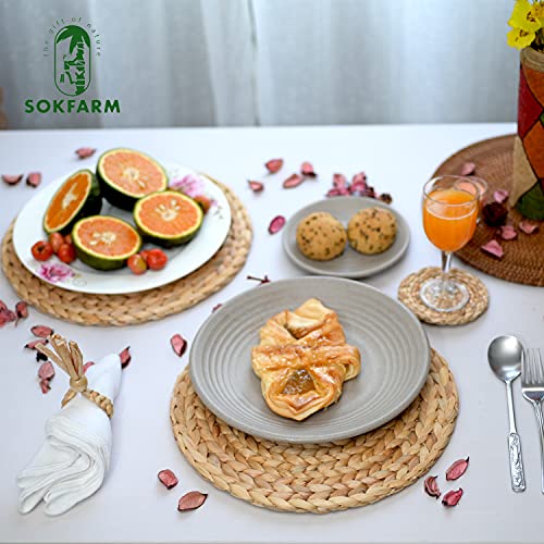 Woven Placemats Set of 10, Table Mats Set of 10, Water Hyacinth Round Placemats for Round Table, Chargers for Dinner Plates, Wicker Chargers for Dinner Plates, Woven Placemat, Place Mats 11.8 in - size: Placemats 11.8in Set 10