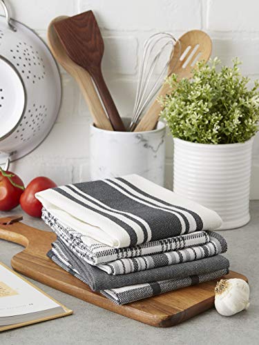 DII Assorted Woven, Kitchen Dishtowel Set, 18x28, Gray, 5 Piece - color: Gray