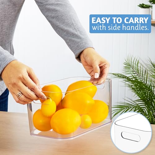 STORi Bliss 10" x 6" Open Clear Pantry Organizer Bin, Set of 2, Plastic Containers with Handle for Kitchen, Fridge, Cabinet, Closet, Bathrom, Undersink Storage Made in USA - style: Set of 2