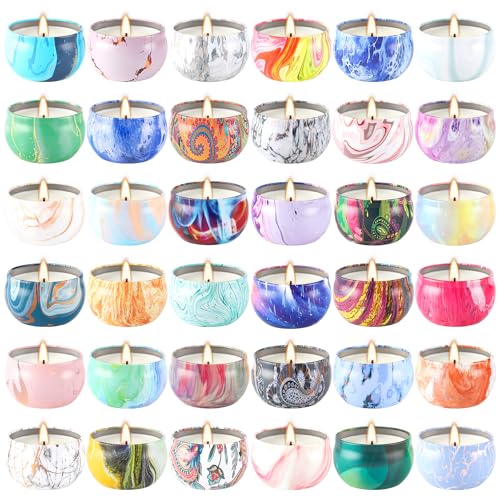 WPONSZU 36 Pack Scented Candles Gift Set for Woman, Jar Candle, 2.5 oz Soy Wax Tin Candle-Ideal Gift for Travel Home Décor - color: Multi-Color5