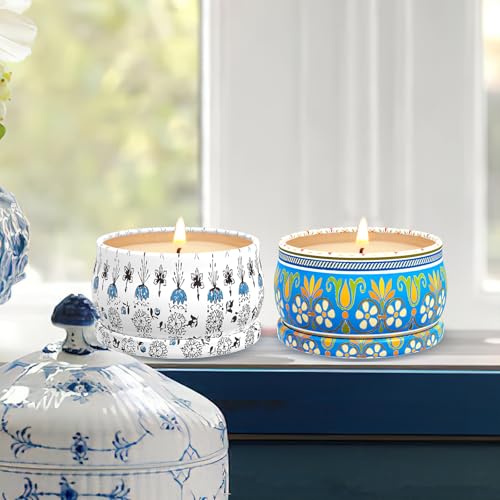 3 Pack Scented Candles Gift Set - Aromatherapy Candle for Home, Portable Hotel Small Candles, Natural Soy Wax Tin Jar for Yoga, Bath, 2.5 Oz Long Lasting Time Gift for Women