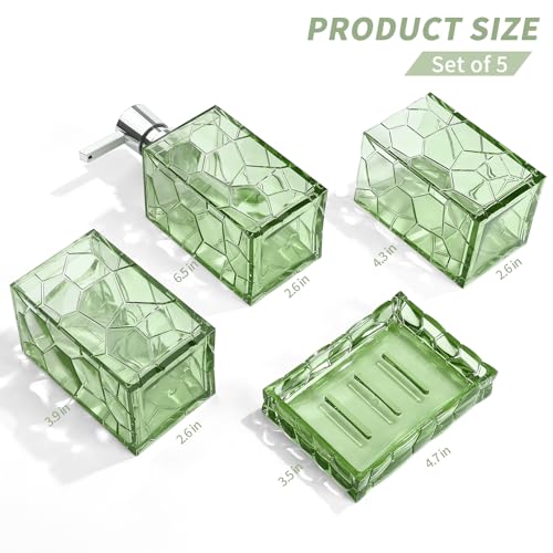 GAHEFY Green Bathroom Accessories Set with Toothbrush Holder, Soap Dispenser, Tumbler, Soap Dish, Sage Green Bathroom Decor, Acrylic (Green-4pcs) - style: Green-4pcs