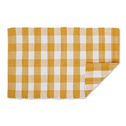 DII Buffalo Check Rug Collection, Hand Dyed Reversible Chindi Rug, 26x40, Honey Gold - color: Honey Gold, size: 2'2" x 3'4" (Rectangular)