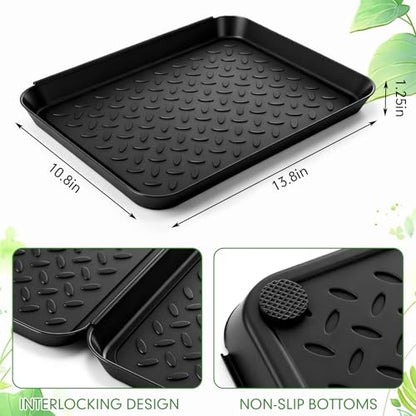 Novabright 6 Pcs Boot Tray with 24 Pcs Anti-Slip Pads Waterproof Boot Mat Wet Shoe Tray & Pet Food Mat, Multi-Purpose Garden Tool for Entryway Indoor Boots Shoes Pets(14 x 11 Inch) - size: 14 x 11 Inch