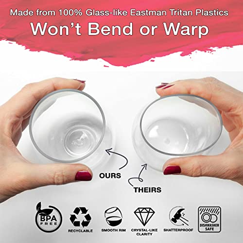 Set of 8 Unbreakable Stemless Wine Glasses – 16oz BPA-Free Tritan Plastic, Reusable & Shatterproof Drinkware for Indoor Outdoor Parties, Dishwasher Safe Crystal Clear Bar Glasses