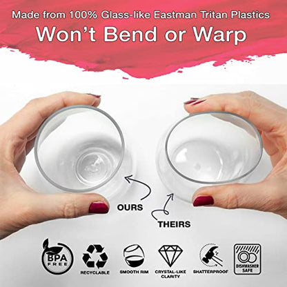 Set of 8 Unbreakable Stemless Wine Glasses – 16oz BPA-Free Tritan Plastic, Reusable & Shatterproof Drinkware for Indoor Outdoor Parties, Dishwasher Safe Crystal Clear Bar Glasses