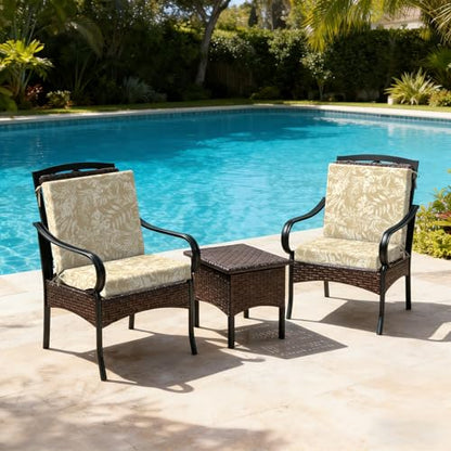 DYTXIII Outdoor Midback Chair Cushions Set of 2-20"x17" Water Repellent & Fade-Resistant Patio Seat Cushions with High-Resiliency Foam, Non-Slip Ties for Dining, Balcony Furniture-Tropical Oat - color: Tropical Oat