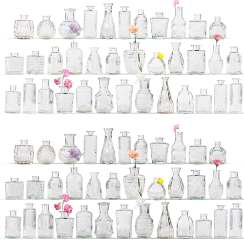 72 Pcs Bud Vase Set, Vases for Centerpieces, Cute Glass Bud Vases in Bulk, Small Vases for Flowers, Clear Vase Set for Wedding Decorations, Home Table Flower Décor - color: Clear, size: 72 Pcs