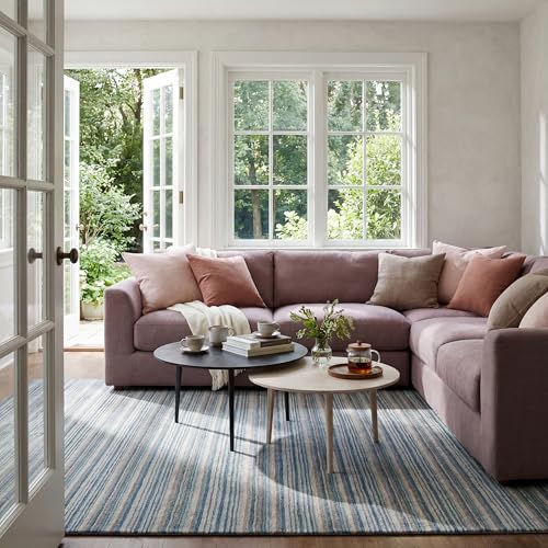 Dash & Albert Brindle Blue Striped Hand Loom Knotted Wool Rug, 6'x9' | Stripe Hand Loom Knotted Wool Rug, 6' X 9', Striped Pattern - color: Blue, size: 6' x 9' (Rectangular)