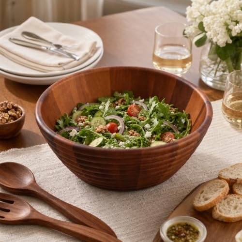 Arthur Court Large Acacia Wooden Hive-Style Salad Bowl - Unique Serving Bowl for Fruits, Snacks, and Salads - 5" H x 12" Diameter - size: 5 inch Tall x 12 Diameter
