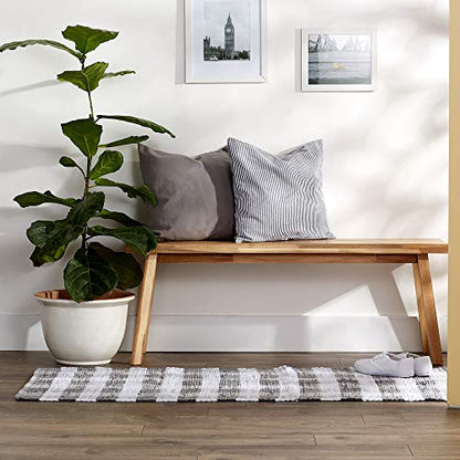DII Buffalo Check Rug Collection, Hand Dyed Reversible Chindi Rug, Runner 2'3"x6', Gray - color: Grey, size: 2'3" x 6' (Rectangular)