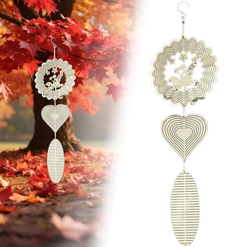 Stainless Steel Wind Spinner,3D Silver Indoor Outdoor Garden Decoration Crafts Ornaments,Metal Wind Chimes for Outside Decor,Decorations to Scare Away Yard Birds (Fairy) - color: Fairy