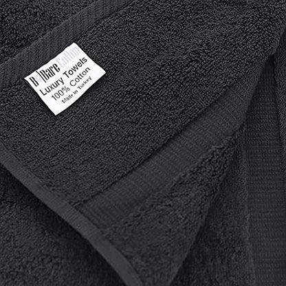 Monogrammed Hand Towel, Personalized Gift, Set of 2- Gold Block Letter Embroidered Towel - Extra Absorbent 100% Turkish Cotton - Soft Terry Finish - Initial M Black - color: Black & Gold, size: Initial M