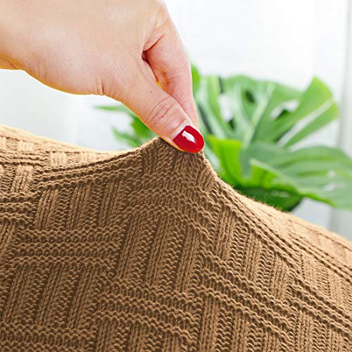 uxcell 100% Cotton Knit Throw Blanket, Cable Decors Brown 47x70 - color: Brown