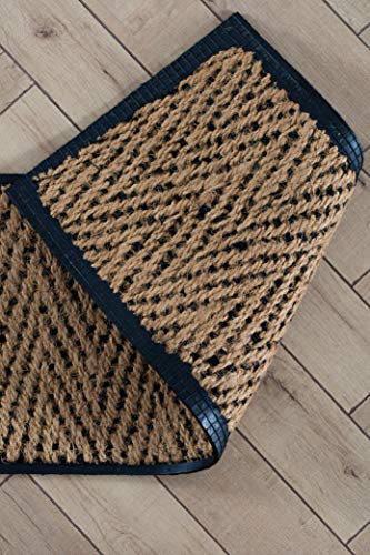Anji Mountain AMB0BT4F-003 Black Rubber Boot/Shoe Tray with Coir, Fits 4 Pair (46.5" Wide), Tan & Black Insert - color: Tan and Black Insert, size: 46" x 14" x 1.5"