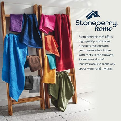 24-Piece Set of Towels, Lightweight 380 GSM Cotton Towels, Quick Drying, Absorbent Hand Towels, Fingertip Towels, Bath Towels, & Washcloths, Grape - color: Grape