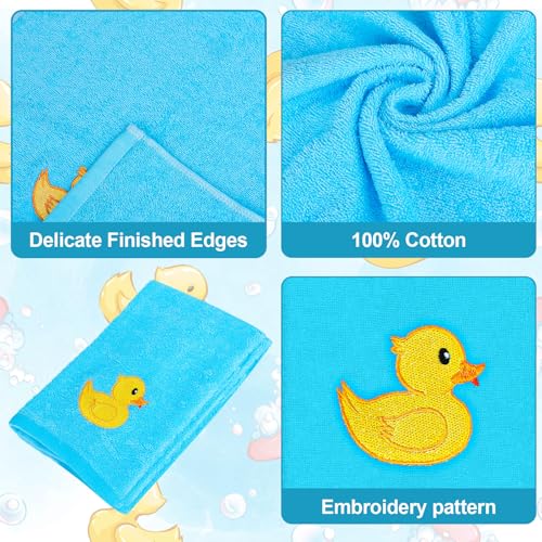 FYSUIMU Rubber Ducky Hand Towels Blue Cotton Embroidered Bathroom Towel Yellow Duck Absorbent Bath Towel for Summer Hand Drying Cleaning Cooking, 29.5 x 13.7 Inch, 2Pcs - color: Blue