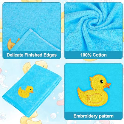FYSUIMU Rubber Ducky Hand Towels Blue Cotton Embroidered Bathroom Towel Yellow Duck Absorbent Bath Towel for Summer Hand Drying Cleaning Cooking, 29.5 x 13.7 Inch, 2Pcs - color: Blue