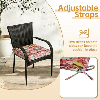 COZYVIDA Outdoor Chair Cushions Set of 4, 20"x20" Square Seat Pads with Tie Straps and YKK Zippers, 35D High-Density Foam, Water-Resistant Fabric,UV-Resistant 1000+ Hrs - color: Print 041