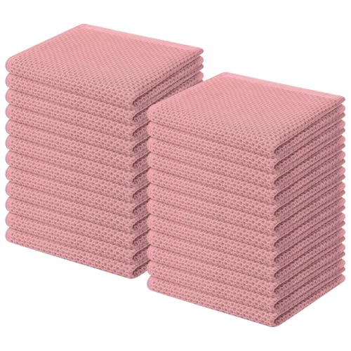 Homaxy 100% Cotton Waffle Weave Kitchen Dish Cloths 24-Pack, Dried Rose | 12 x 12 Inches, Ultra Soft Absorbent Dish Towels, Quick Drying Dish Rags with Hanging Loop - color: Dried Rose, size: 12 X 12 - 24 Pack