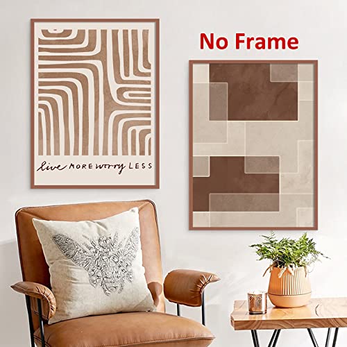 Brown & Beige Canvas Wall Art - Modern Abstract Geometric Shapes Poster for Living Room - 16x24in - color: Abstract Geometric Shapes Poster