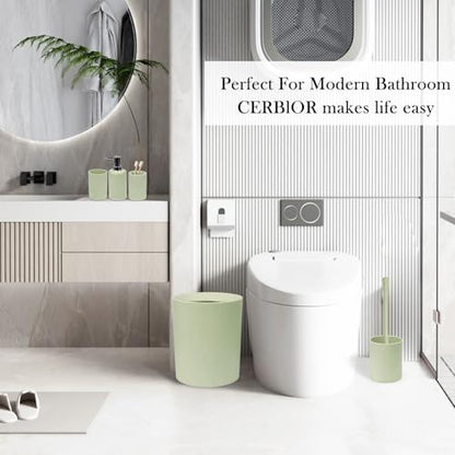 CERBIOR Bathroom Accessories Set 6 Piece Wheat Straw Bath Ensemble,Green | Includes Soap Dispenser,Tooth Brush Holder,Toothbrush Cup, Soap Dish for Decorative Countertop and Housewarming Gift - style: Green