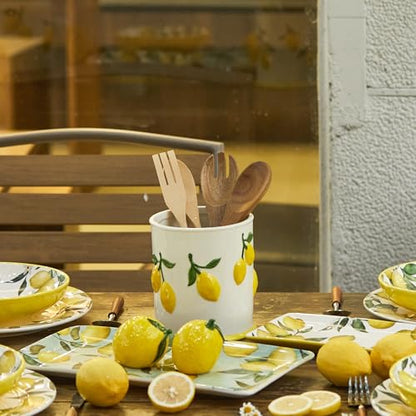Bico Lemon Shape Cute Handpainted Stoneware Salt & Pepper Shaker Set, Dishwasher Safe, Decorative